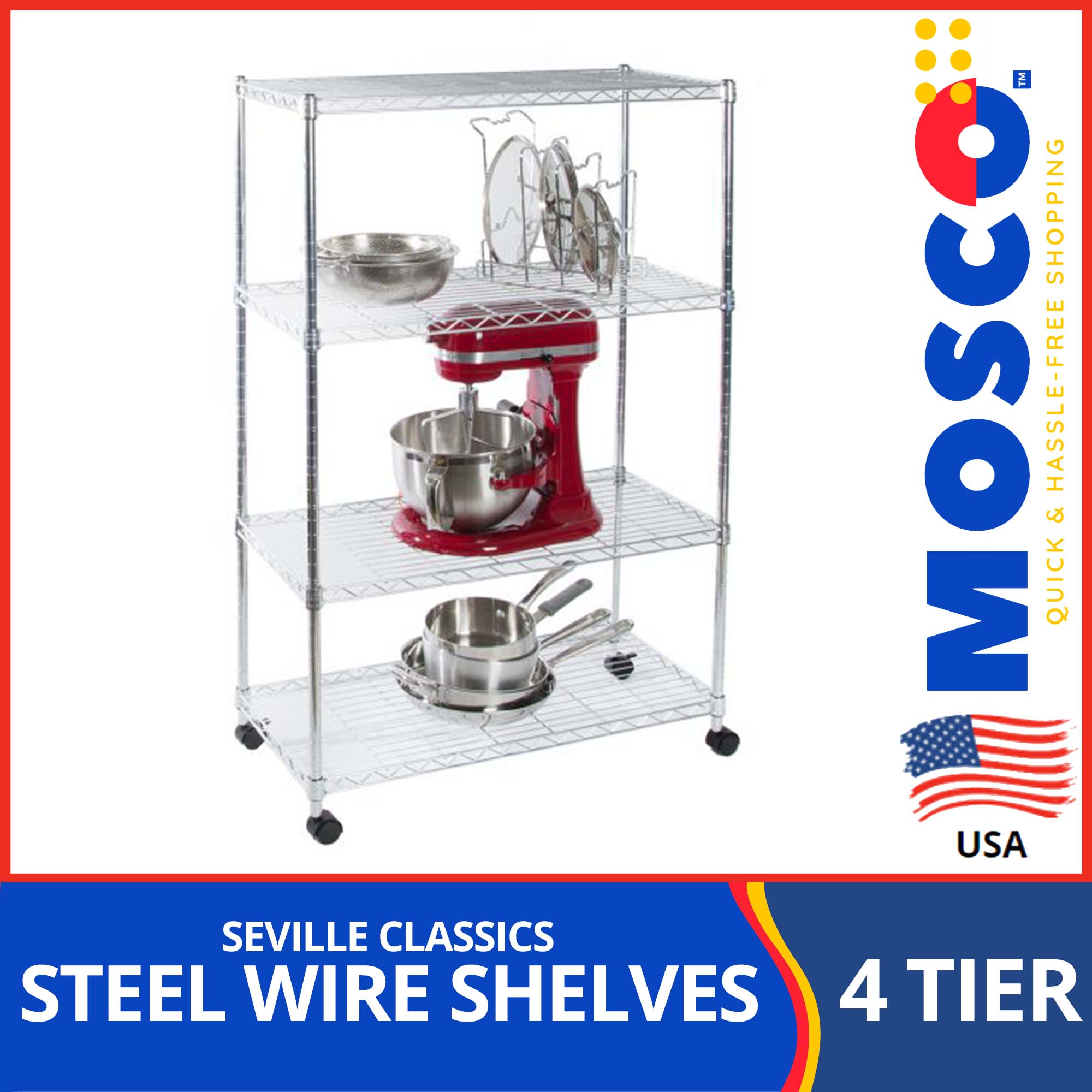 Seville Classics 4-Tier Steel Wire Shelving, 36 W x 14 D x 56.5H - Sam's  Club