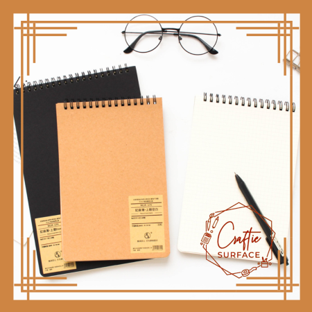 A5/B5 Spiral Black/Kraft Cover Steno Notebook