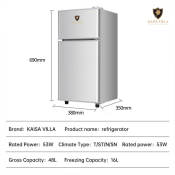 Kaisa Villa Mini Fridge with Freezer, 48L, Frost-Free, Inverter