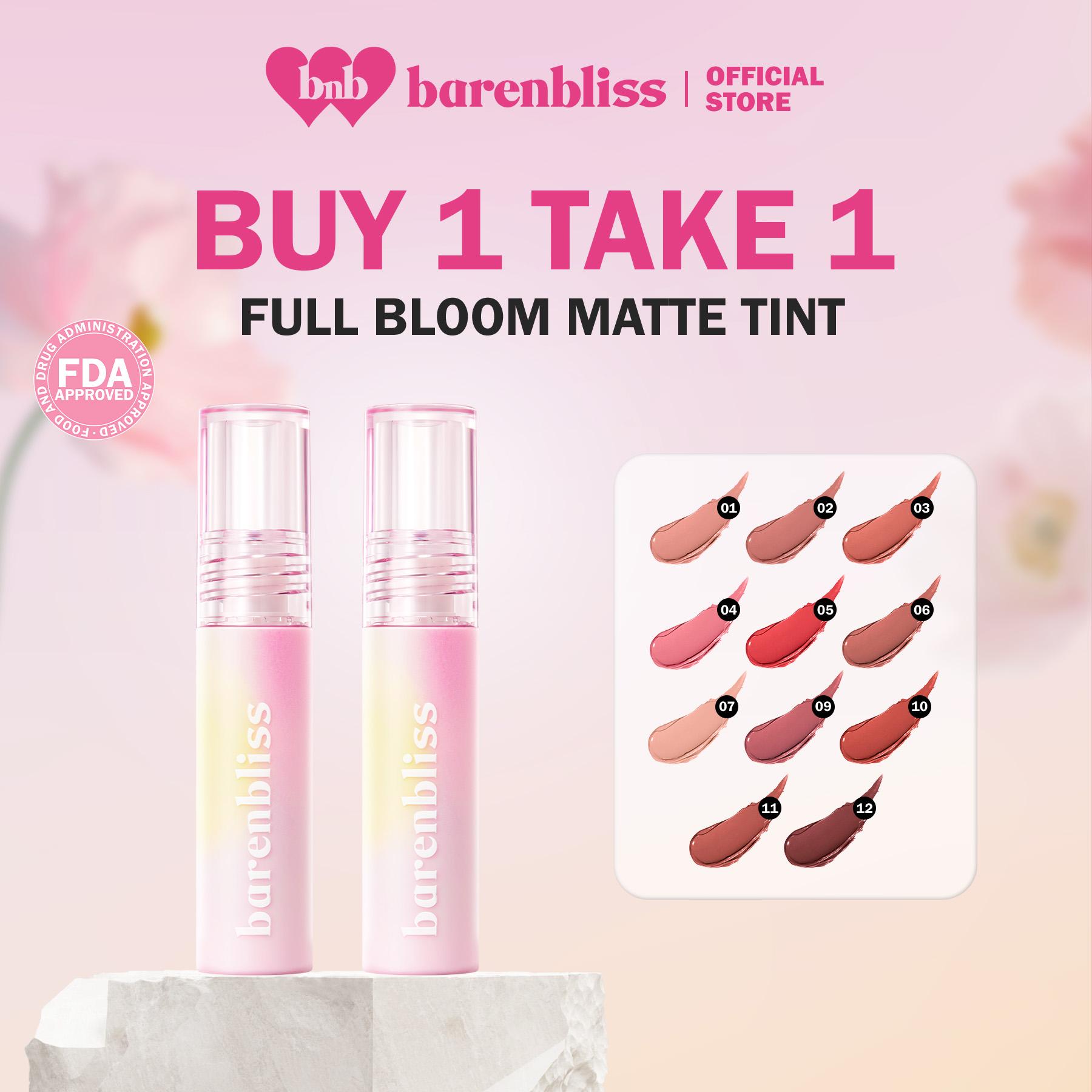 Discount on Barenbliss  shoes - SKU: [BUY 1 TAKE 1] barenbliss BNB Full Bloom Transferproof Matte Tint