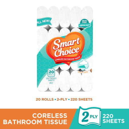 SMART CHOICE CORELESS BATHROOM TISSUE 2PLY 20s