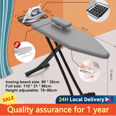 Cod Folding Ironing Board with Safety Iron Rest 6 Gears Height Adjustment, Home Laundry Room or Dorm Use No Assembly Required