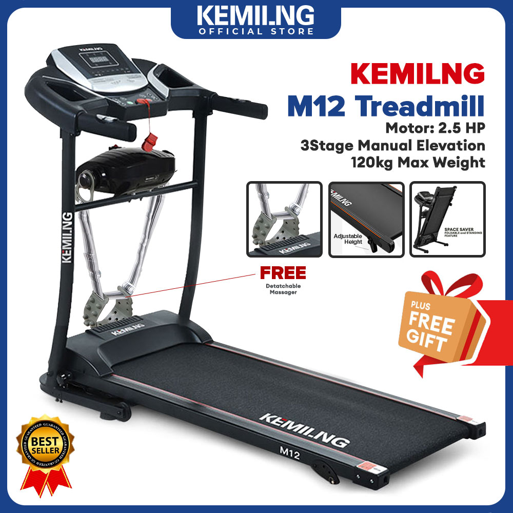 KEMILNG Treadmill, M12 Treadmill Multi-Function 3 Stages Manual Incline Easy Installment Fitness Machine Exercise With Massage Belt Running Exercise