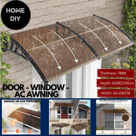 Polycarbonate DIY Door Window Canopy - Sun Shade Awning