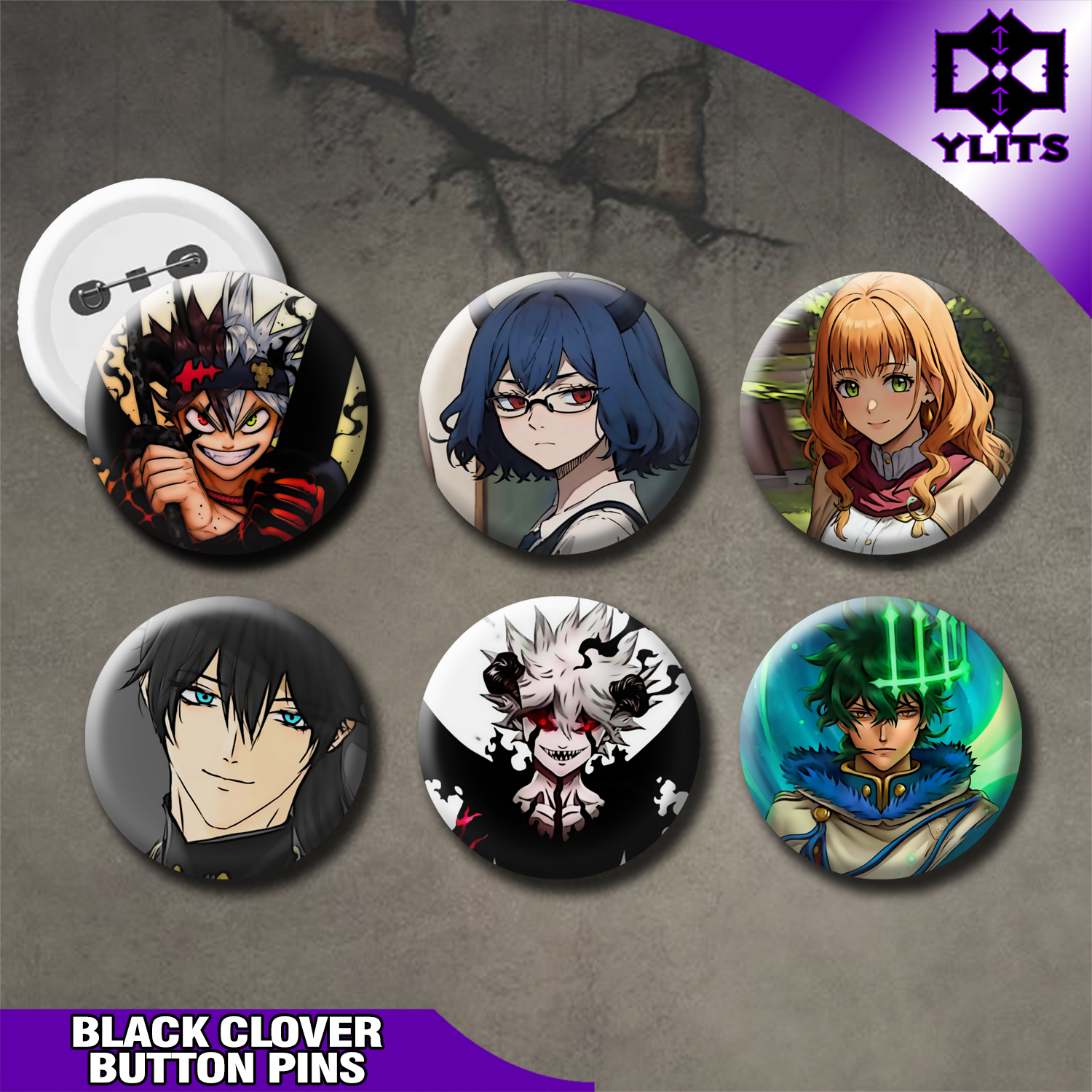 Black Clover Button Pins Inch Anime Badge Collectibles