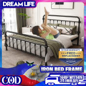 European Retro Iron Bed Frame - Single/Double, Thick Steel