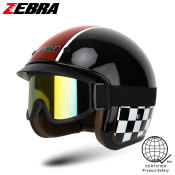 Zebra 603 Retro Classic Motorcycle Helmet with Free Backpack