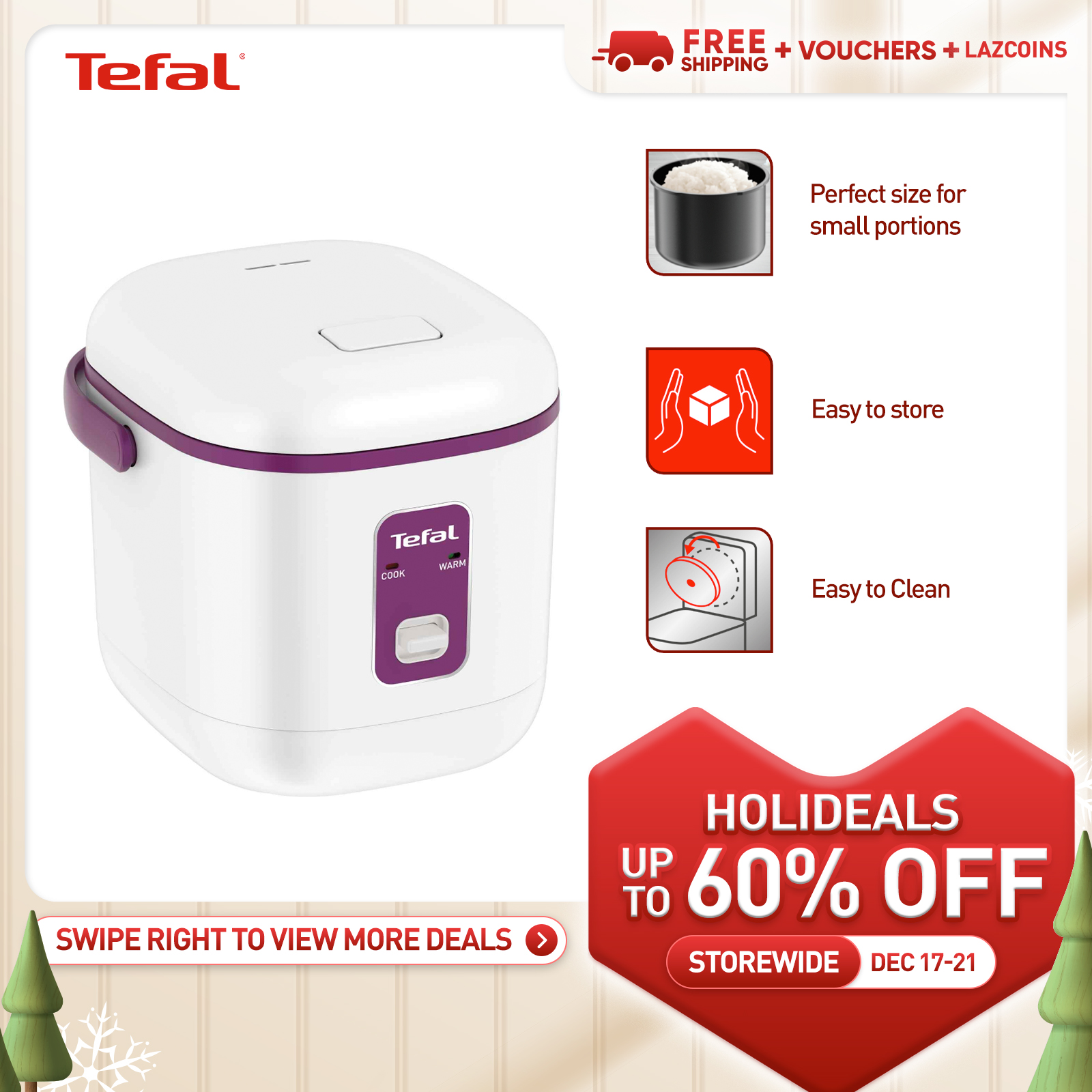 Tefal Mini Mechanical Rice Cooker RK1721 (2 cups)