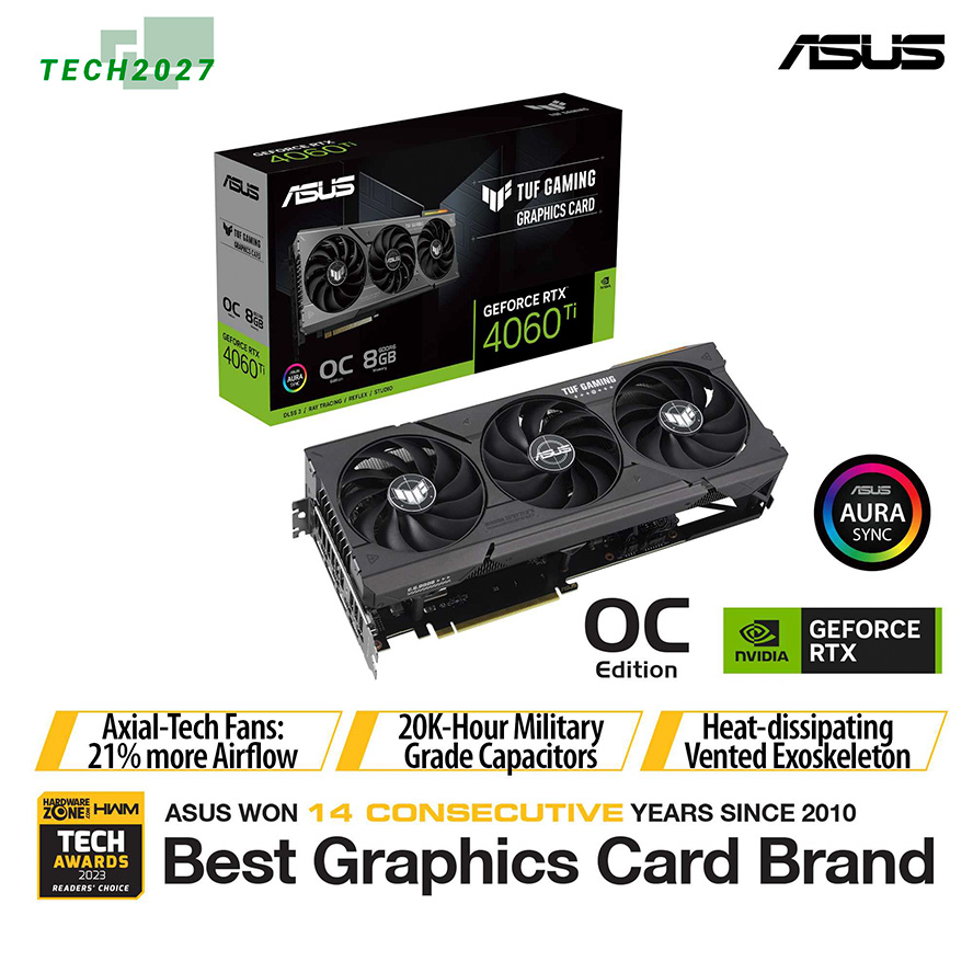 ASUS Dual GeForce RTX™ 4060 Ti OC Edition 8GB GDDR6, Graphics Card