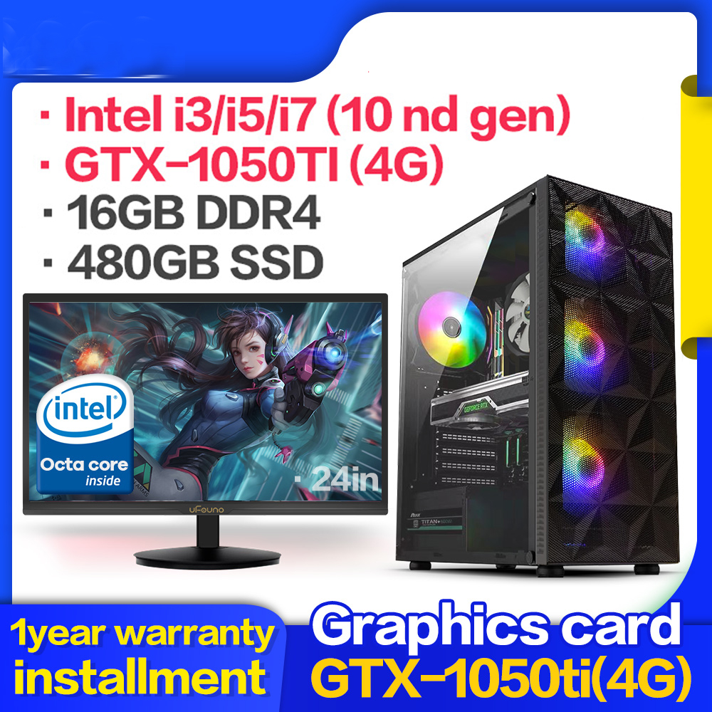 Lazada Philippines - ?Intel 10 nd gen?electronic Games computer set designer drawing computer full set Intel Core I3/I5/7 Octa-core 2.5-4.8GHZ main frequency GTX-1050ti 4G GPU Discrete graphics card 16G DDR4 480G SSD 19/24inch Game MonitorComputer for Gaming PC Full set