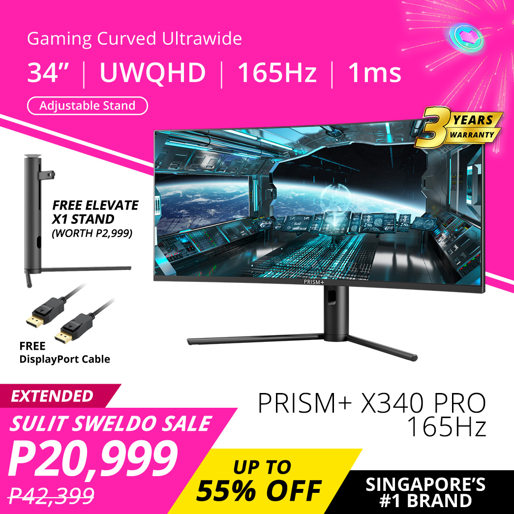 PRISM+ X340 PRO 34" Curved 165Hz Gaming Monitor