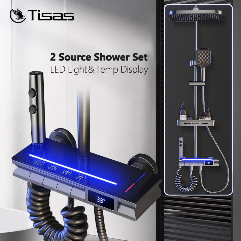 TISAS High-end Stainless Steel LED Shower Set with Faucet