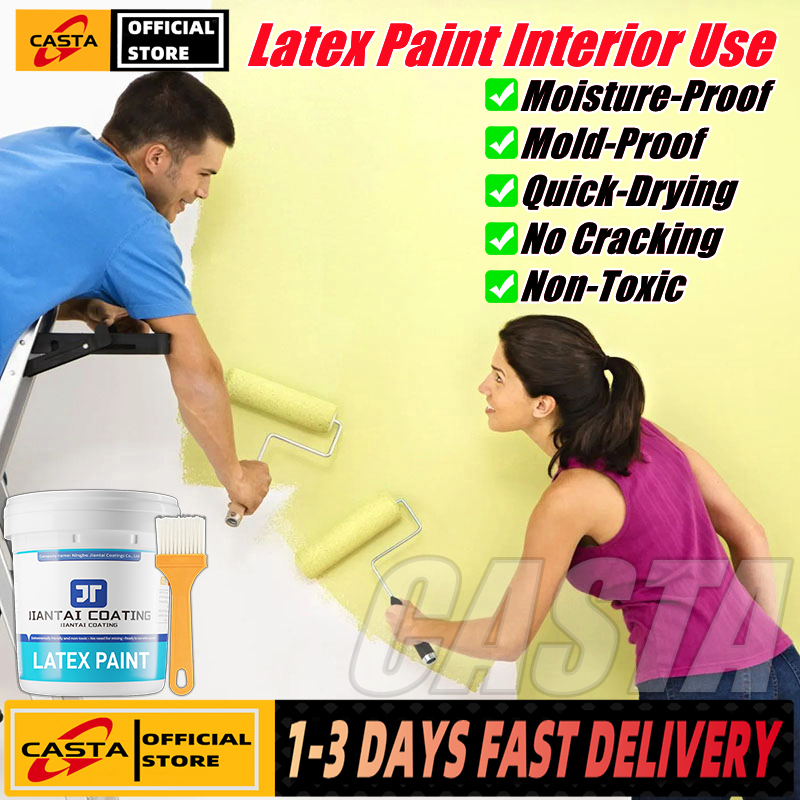 👉1KG👈Eco-Friendly Interior Latex Paint for Home Use - Self-Applying Wall Repair Coating, White/Pink/Yellow/Blue/Green/Gray, Mold-Resistant