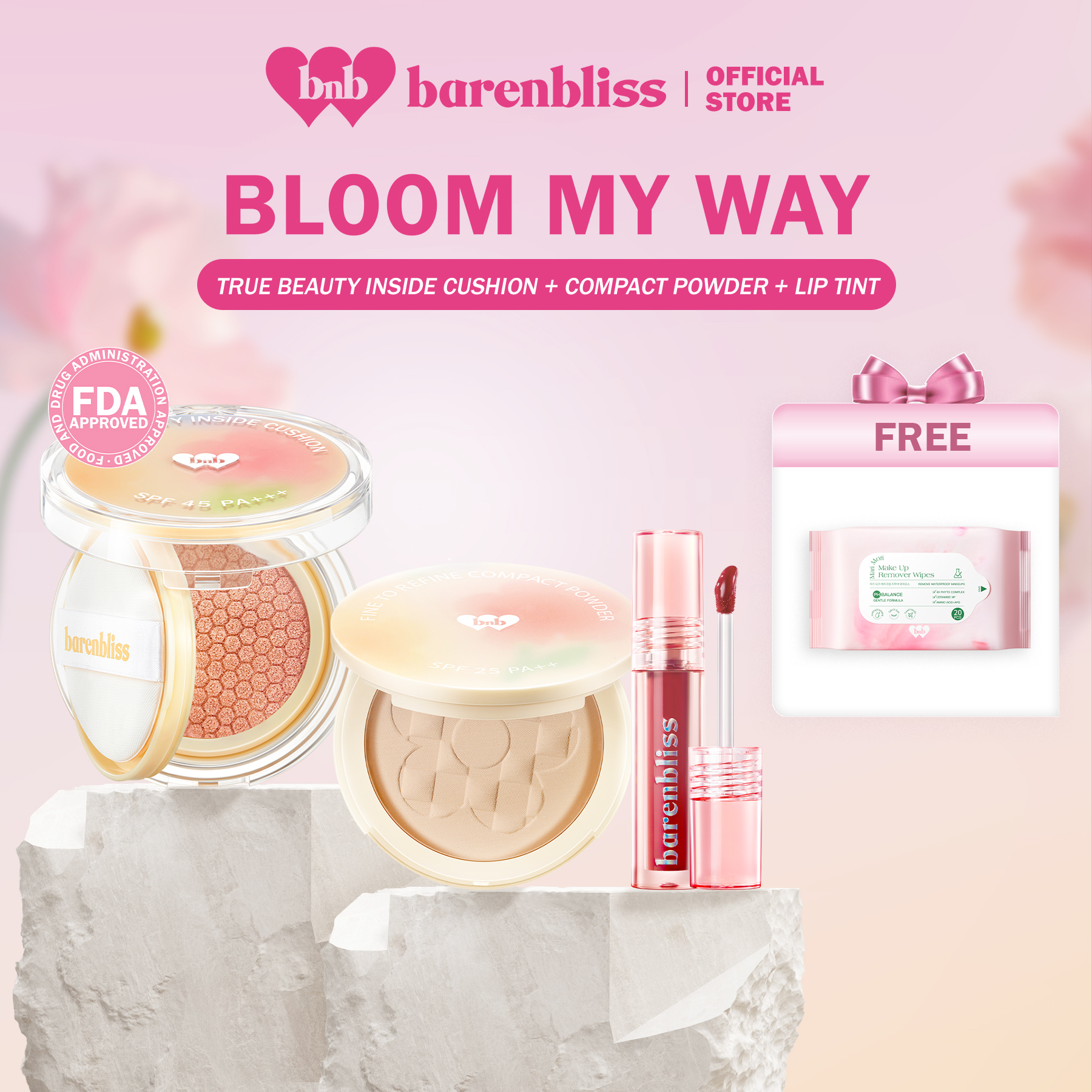 Discount on Barenbliss  shoes - SKU: 【FREE WIPES】barenbliss BNB Bloom My Way | Compact Powder + Cushion Foundation + Peach Makes Perfect 