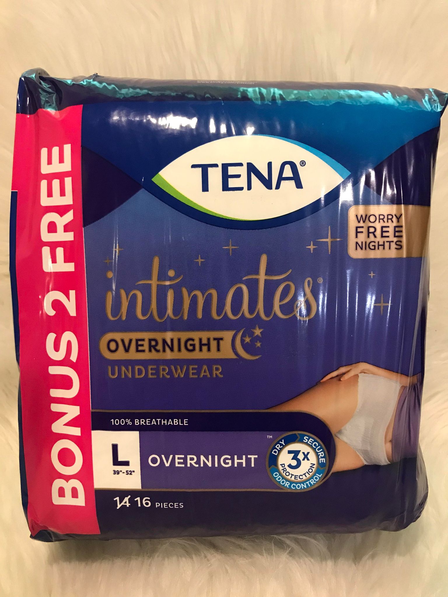 Tena Intimates Overnight Underwear Large, 14+2 Bonus Pack, 16 ct 