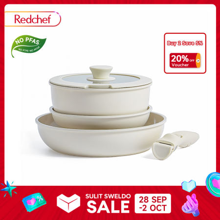 Redchef Nonstick Ceramic Rock Cookware Set, PFAS & PTFE-Free