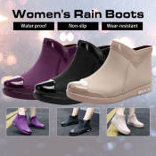 Women's Short Waterproof Rain Boots - Anti-Slip Garden Shoes