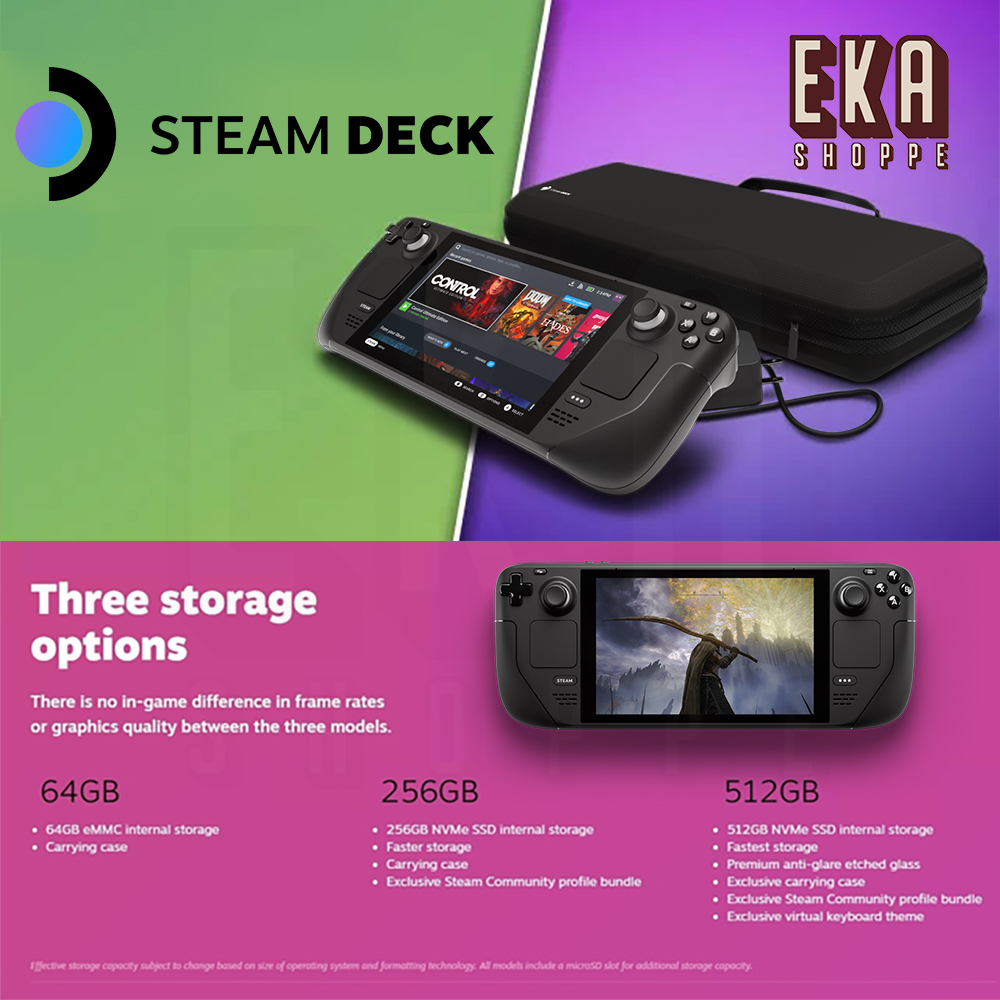  Valve Steam Deck 512Gb Handheld Video Gaming Computer Console -  Fastest Storage, Premium Anti-Glare Glass, With Exclusive Carrying Case,  Steam Community Profile Bundle, And Virtual Keyboard Theme