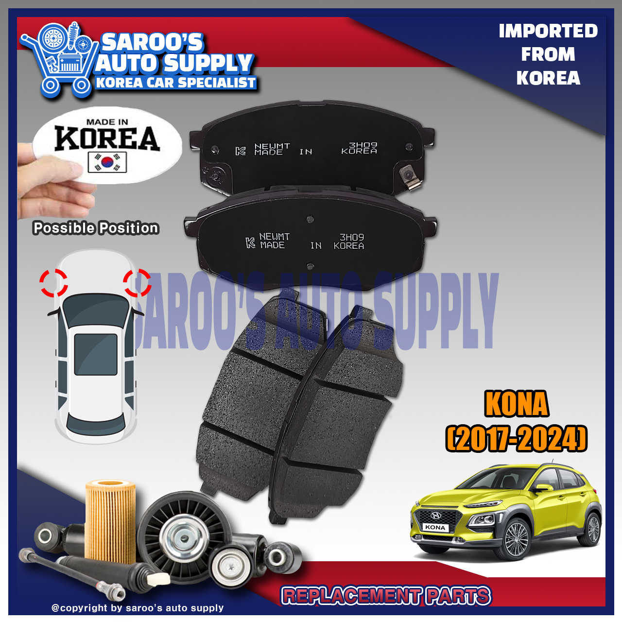 Front & Rear Ceramic Brake Pads Kit – Fits 2011-2016 Hyundai