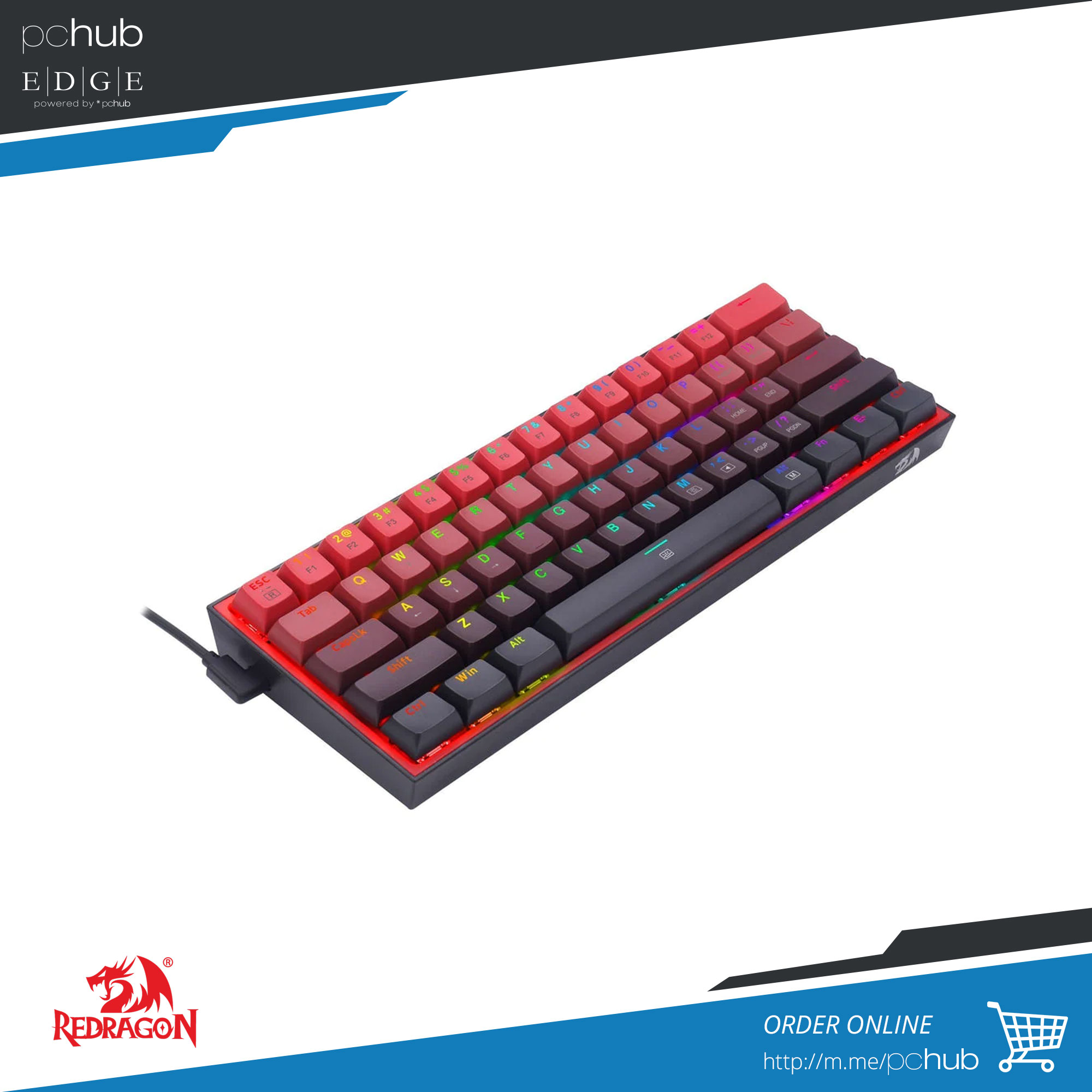 Redragon Pollux K628 RGB-BRW TKL, black red white, wired mkb mech keyboard,  outemu red Lazada PH