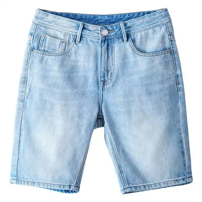 high waisted light blue denim shorts
