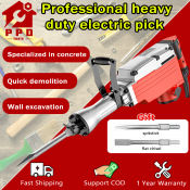 Electric demolition hammer with blasting bit and chisel