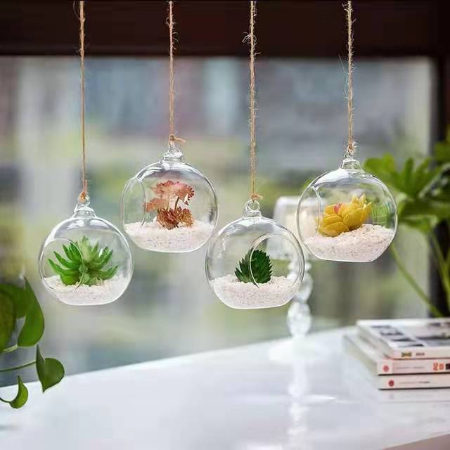 Plastic Hanging Ball and Bulb Terrarium Vase Flower Planter For Outdoor/Indoor Use