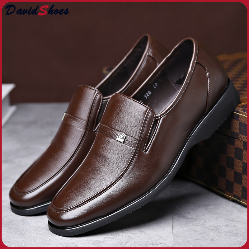 DavidShoes Men's Formal Genuine Leather Black Business Shoes