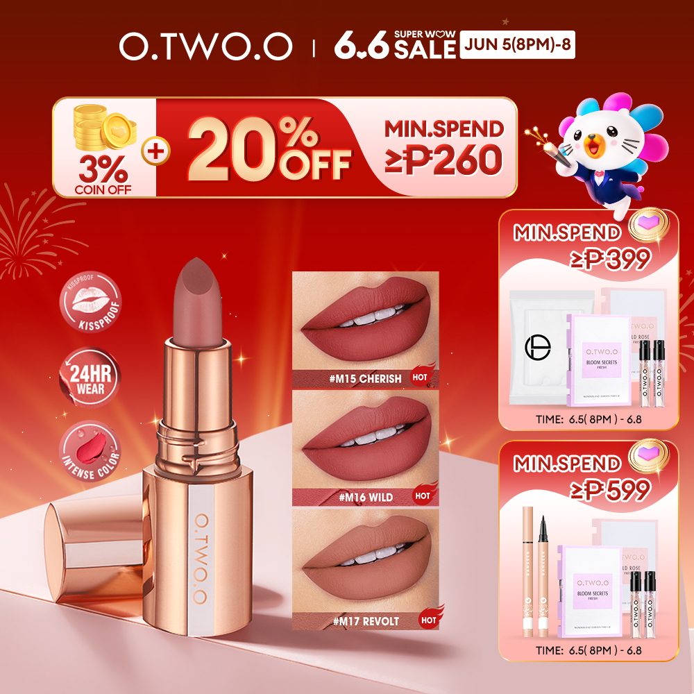 Discount on O.TWO.O  shoes - SKU: O.TWO.O Matte Lipstick Lip Stain Soft Matte Nude Shock Long lasting Waterproof Non-stick Cup 24HR Hi