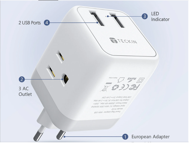 Teckin PC32 Multi Plug Outlet Extender USB