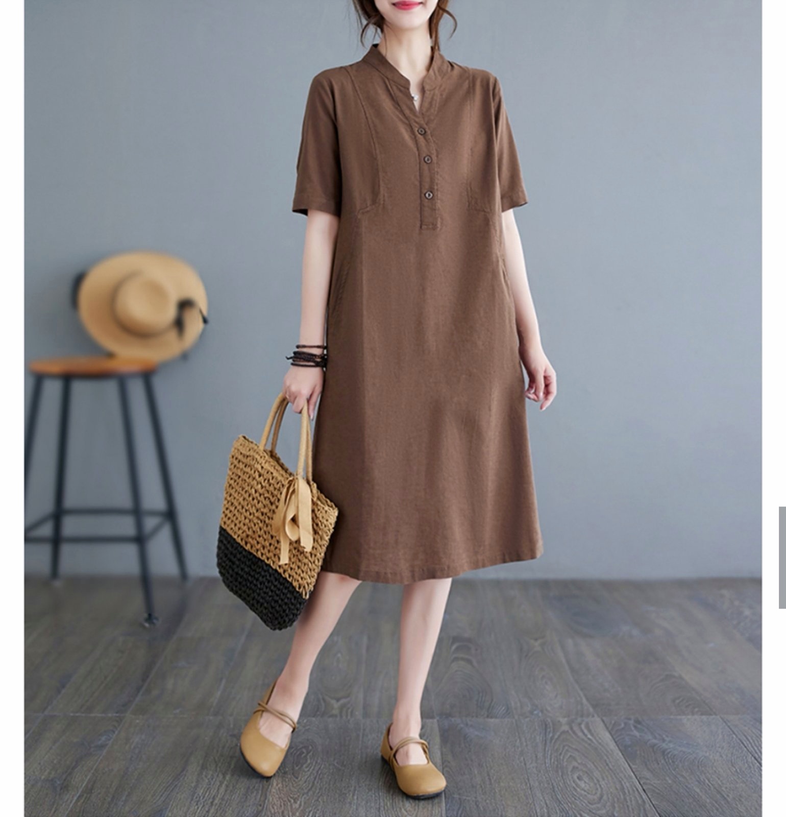chinese dress ladies Cut-Out Linen Dress TAHITI in White main image 0