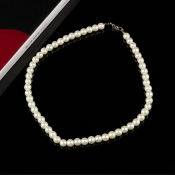 Elegant White Glass Pearl Necklace for Women - C.three