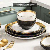 Golden Rim Porcelain Dinner Plate by Locaupin