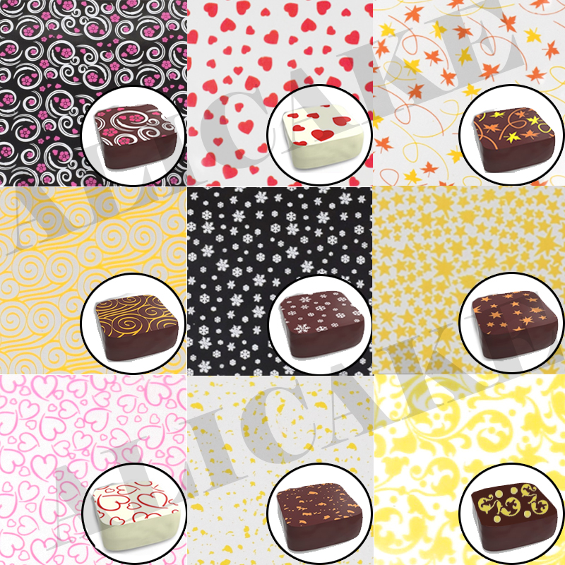 Crysdaralovebi 10Pcs Chocolate Transfer Paper Sheet DIY Chocolate Mold  Chocolate Printed Transfer Sh…See more Crysdaralovebi 10Pcs Chocolate  Transfer