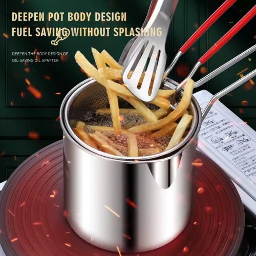 Stainless Steel Home Deep Fryer with Oil Saving Mesh
