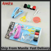 Portable manual sewing machine set with scissors thread