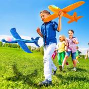 Led Light Up Throwing Airplane -Game, Outdoor Sports Toys- Kids Foam Plane,Gliders, Aircraft ,Gifts