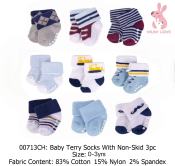 Cute Non Slip Socks for Newborn Boys (3 Pairs)