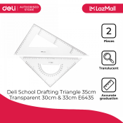 Deli School Supplies School Drafting Triangle Transparent 30cm & 33cm E6435