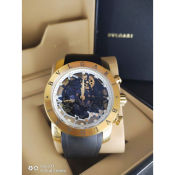 BVLGARI Automatic rubber stainless steel skeleton watch