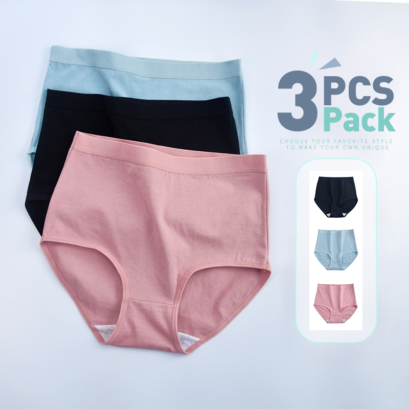 2PCS High Waist Underpants Plus Size Cotton Panties For Women Hip Lifting Plus  Size Panty Women Underwear