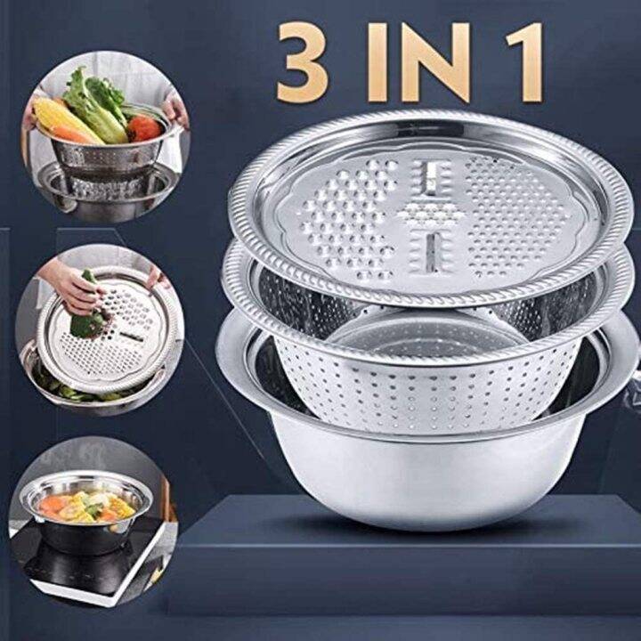Shop 3 In 1 Stainless Steel Bowl Set Cheap – Fast & Easy | Lazada  Philippines