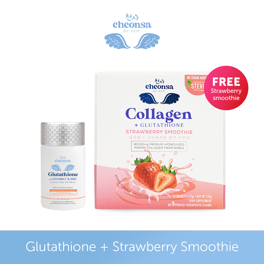 cheonsa glutathione BUY 1 GET 1 CHEONSA Collagen + Glutathione Strawberry Smoothie 21g x 10s -  Lazada