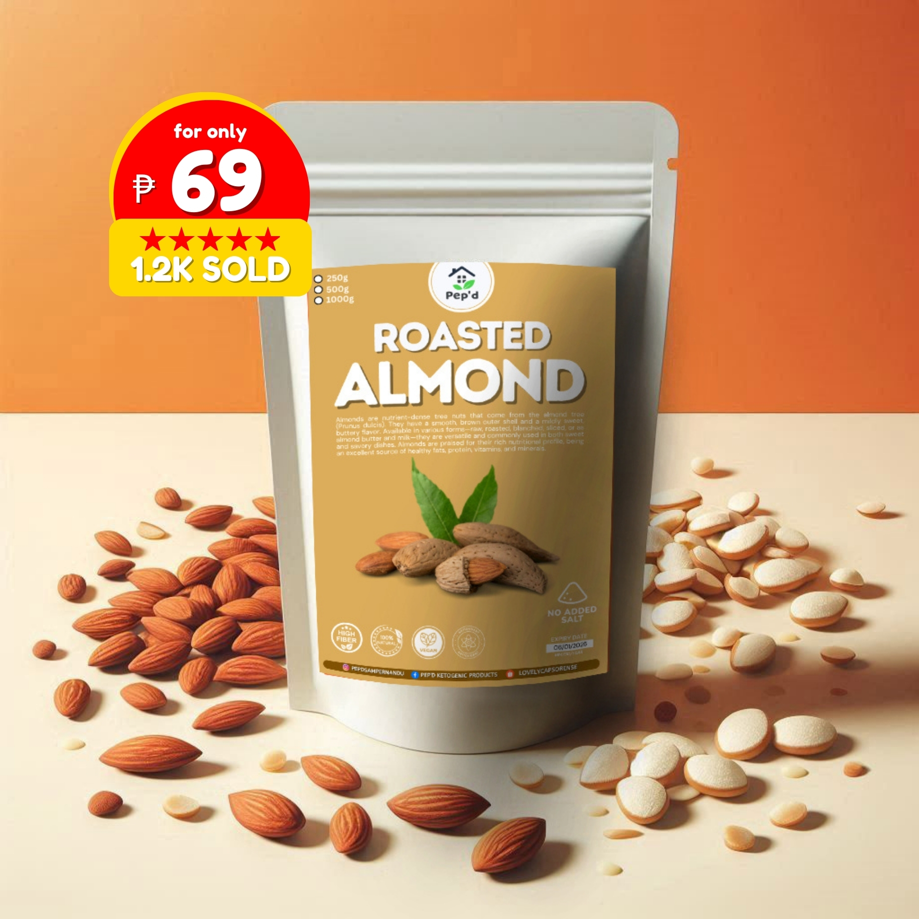 US Whole Almonds  - Keto ready to eat almond nuts