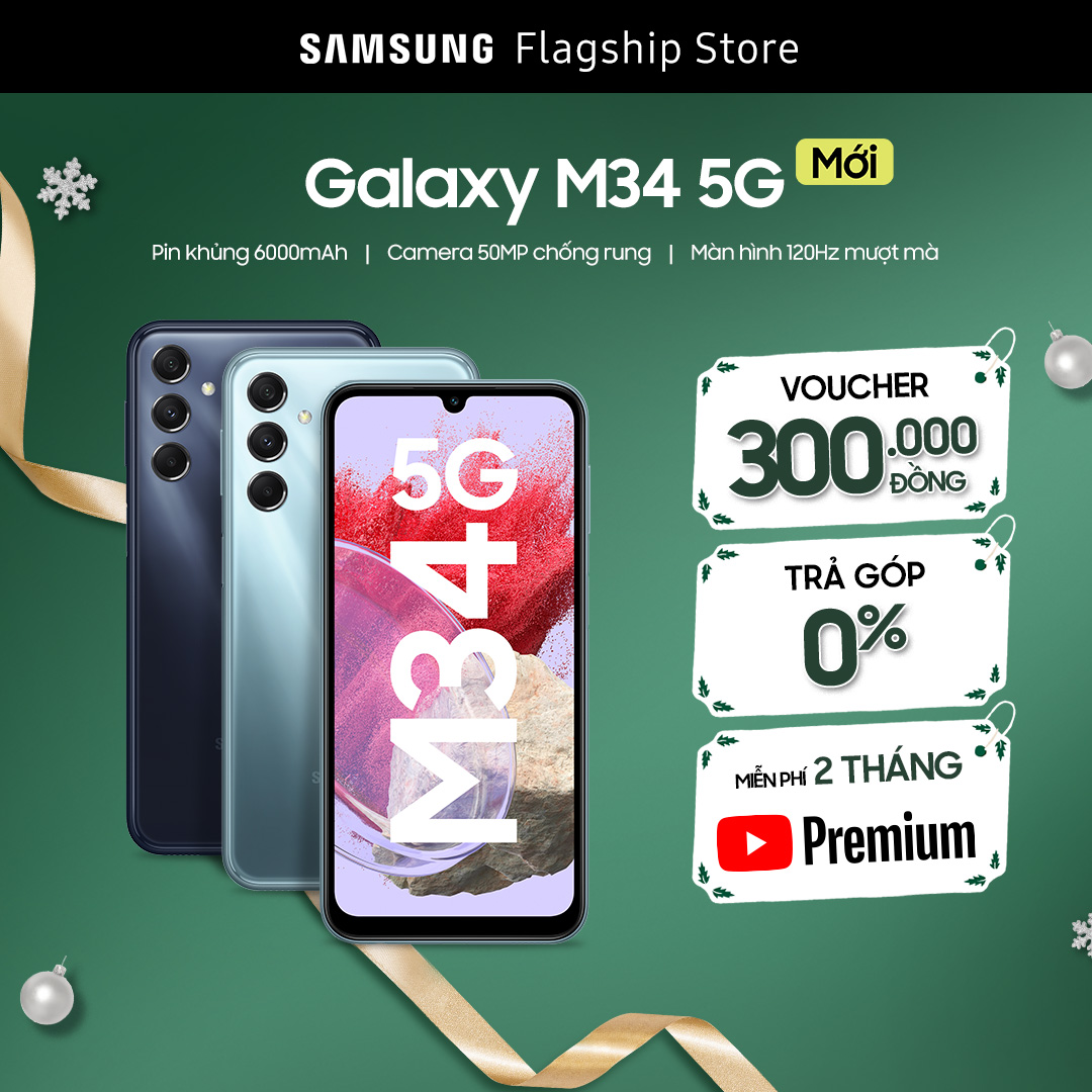 [CHỈ 15 - 17.12] Điện thoại Samsung Galaxy M34 5G 8GB/128GB