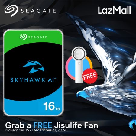 Seagate 16TB Skyhawk AI HDD + Free Jisulife Handheld Fan