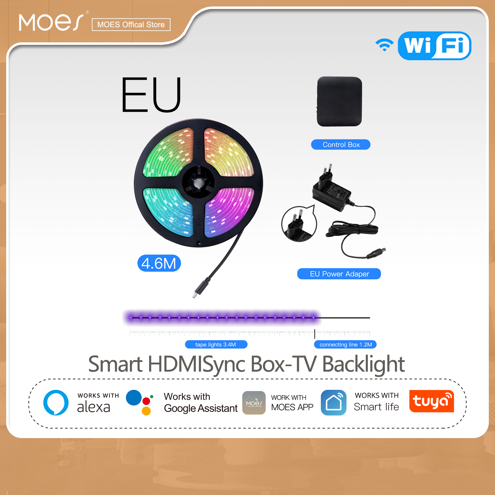 MOES Wifi Smart Ambient Lighting TV Backlight HDMI Device Sync