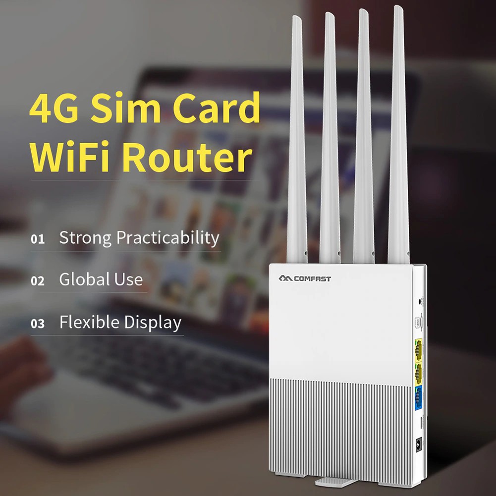 4G LTE 300Mbps 2.4G Wifi Router plug&play Modem With SIM Card Slot Wireless  Access Point 4*5dBi Omnidirectional Antennas