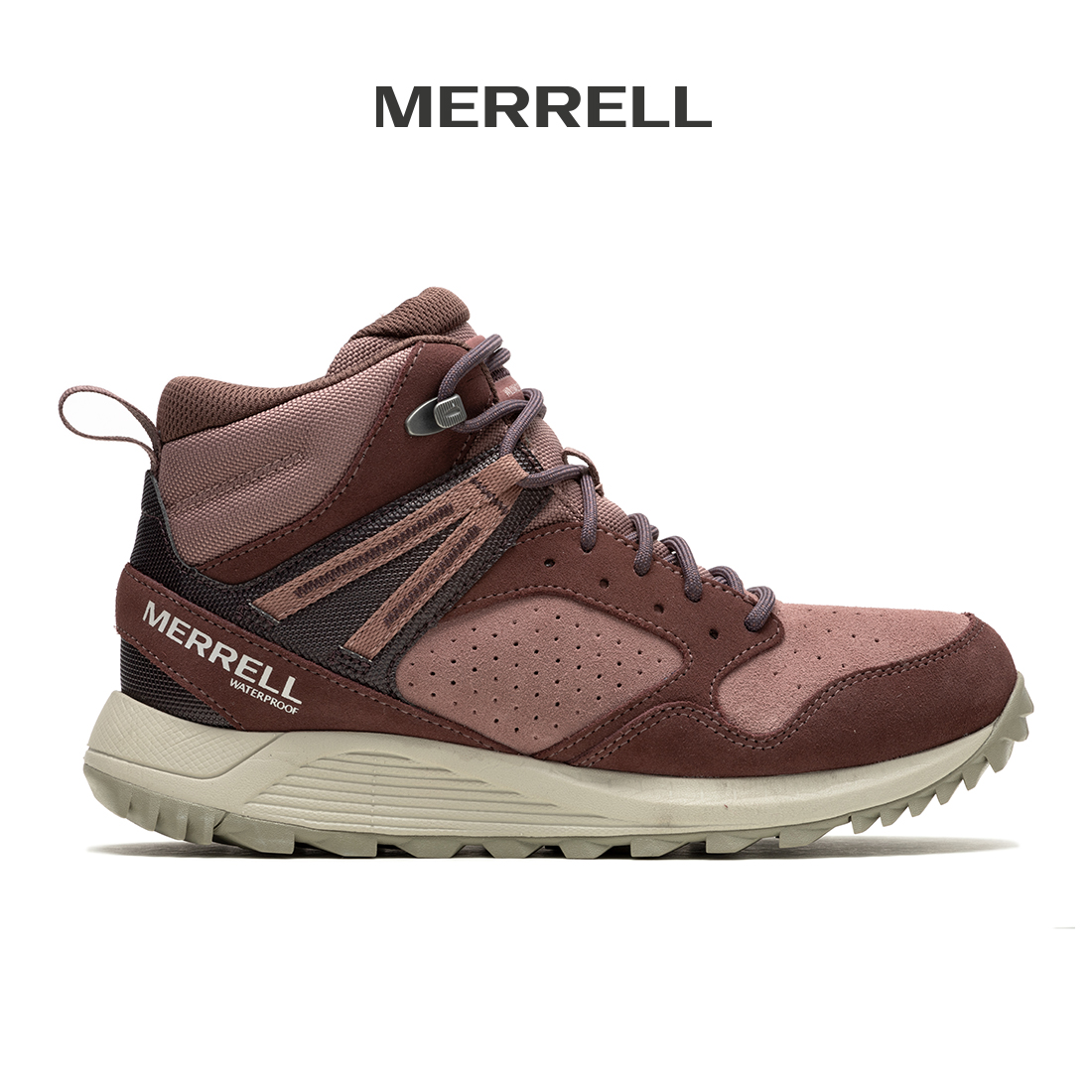 Discount on Merrell  shoes - SKU: Wildwood Mid Ltr Waterproof-Marron/Burlwood Womens Trail Running Shoes