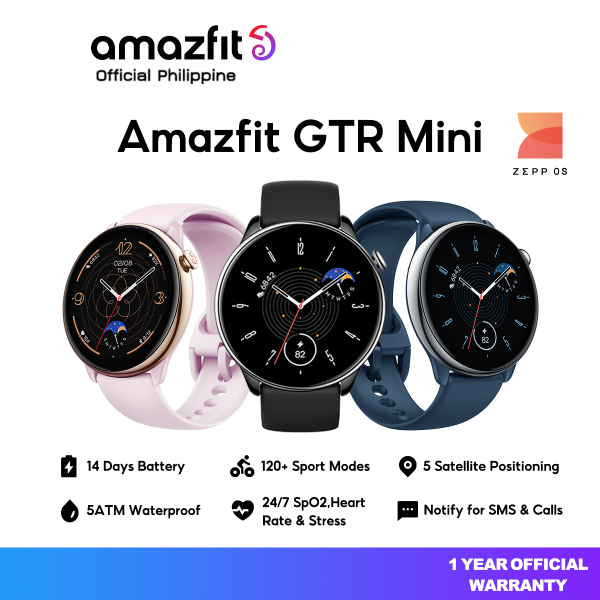 Amazfit GTR Mini GPS 1.28'' AMOLED Fashion 120+ Sports Mode Smartwatch Fitness Trackers Blood Oxygen